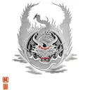 kaizen in japanese, with a dragon wrapped around a samurai tattoo design idea