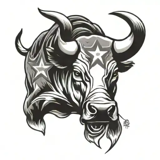 bull head, dallas cowboys logo tattoo design idea