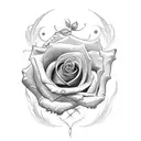 A tattoo located on a man's left forearm, featuring a rose near the wrist, beneath which there is another rose, and belo tattoo design idea
