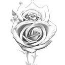 A tattoo located on a man's left forearm, featuring a rose near the wrist, beneath which there is another rose, and belo tattoo design idea
