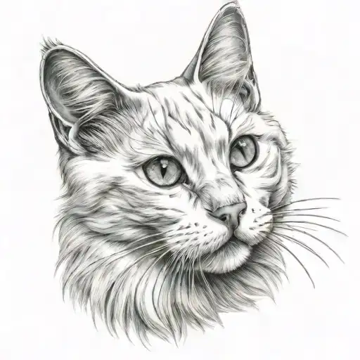 a white cat tattoo design idea