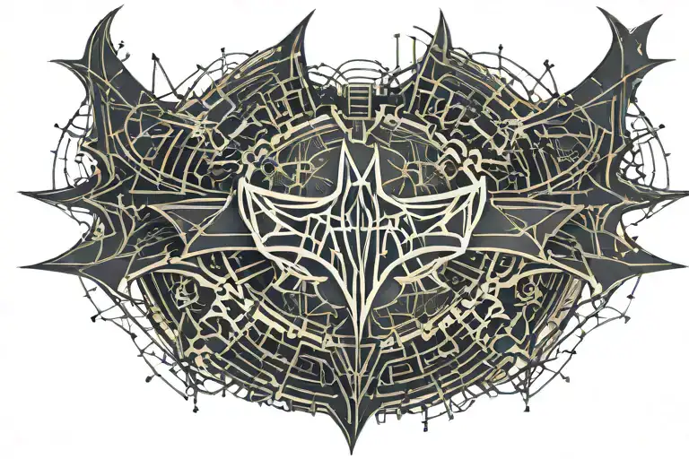 batman symbol, metallic tattoo design idea