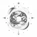 space theme, with astronauts and some planets like venus.  tattoo design idea