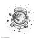space theme, with astronauts and some planets like venus.  tattoo design idea