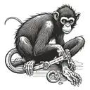 spider monkey holding a joint one hand and a wrench with his foot tattoo design idea