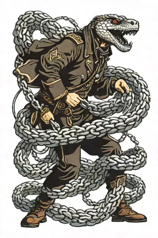 A Cossack breaks a chain, a chain is a snake tattoo design idea