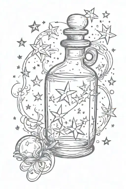potion bottle with stars tattoo design idea