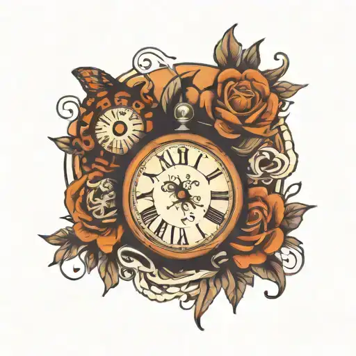 date and time tattoo design idea