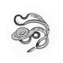 smoky snake with simple line rose and a virgo star sign tattoo design idea