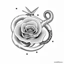 smoky snake with simple line rose and a virgo star sign tattoo design idea