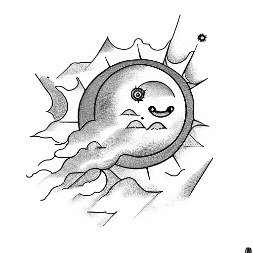 Clouds with Sun  tattoo design idea