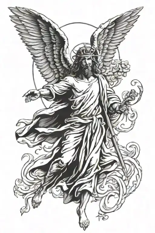 guardian angel jesus christ tattoo design idea