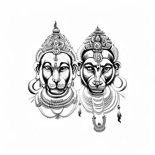 Sri Ram and Hanuman standing together, Wrist band tattoo tattoo design idea