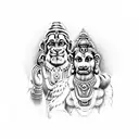 Sri Ram and Hanuman standing together, Wrist band tattoo tattoo design idea