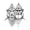 Sri Ram and Hanuman standing together, Wrist band tattoo tattoo design idea