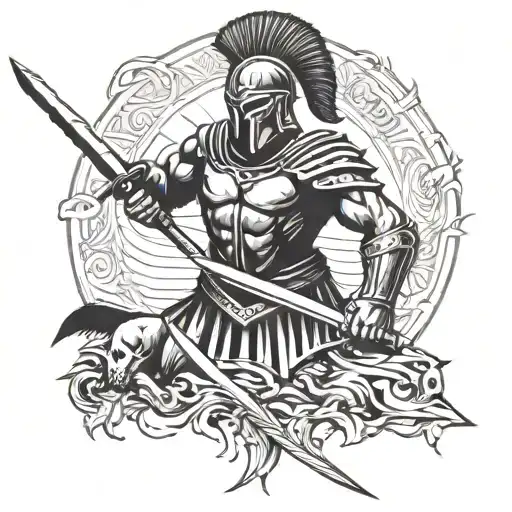 spartan warrior wielding a sword tattoo design idea