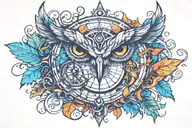 Compass, vines, owl eyes,   tattoo design idea