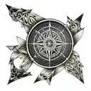 Compass arm band with geometric design incorporating tattoo design idea