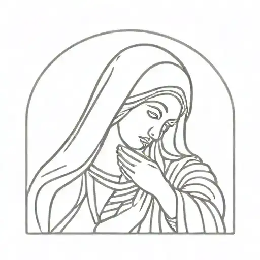minimilist virgin mary praying hands tattoo design idea