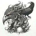 Medusa with demonic crow tattoo design idea