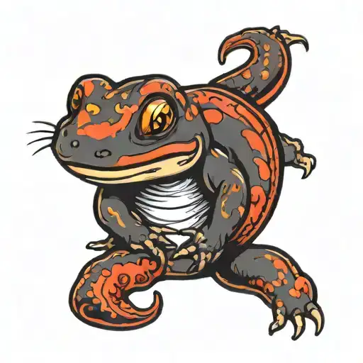 salamander hugging a chili pepper tattoo design idea