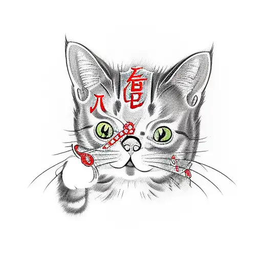 Cat with the word "Chino" hidden in it tattoo design idea