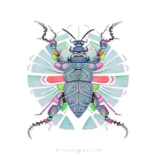 A beetle with intricate patterns and designs inspired by Kerala culture tattoo design idea