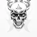 flames and skulls background tattoo design idea