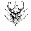 flames and skulls background tattoo design idea