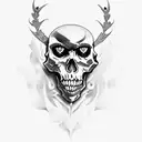 flames and skulls background tattoo design idea