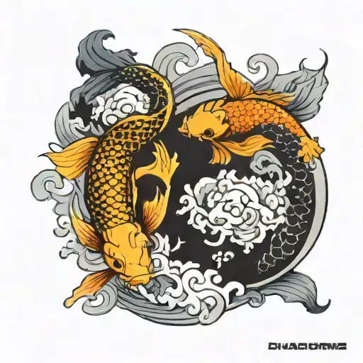 Koi Dragon Yin yang symbol tattoo design idea