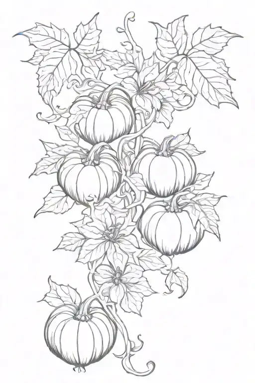 pumpkin plant vine tattoo design idea