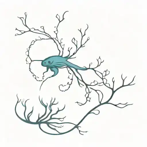 marine life and neuron tattoo design idea