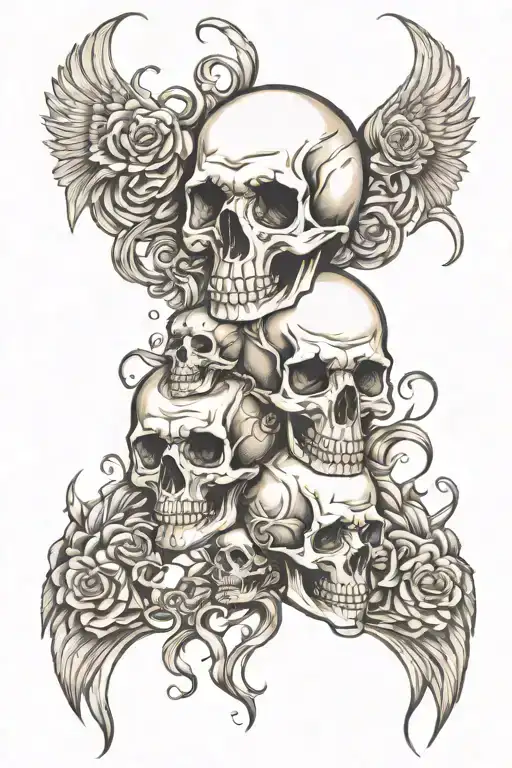 skulls morphing into eachother  tattoo design idea
