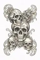 skulls morphing into eachother  tattoo design idea
