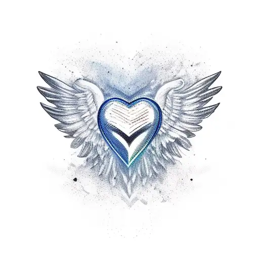 heart with wing tattoo design idea