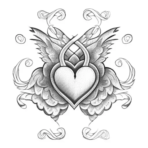 heart with wing tattoo design idea
