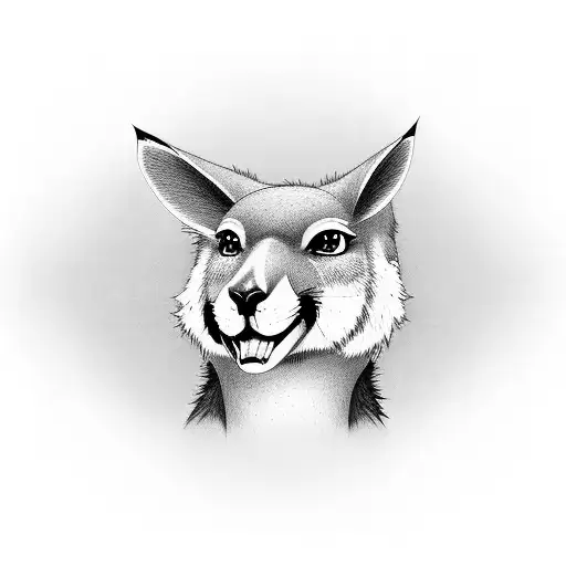 An anime character receiving physical therapy from a kangaroo therapist tattoo design idea