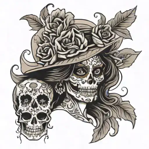 the catrina mexican woman tattoo design idea