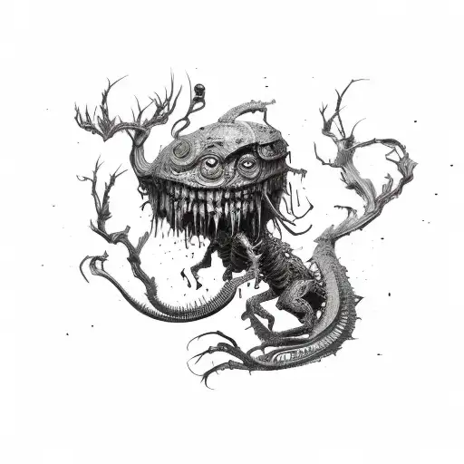 creepy creature tattoo design idea