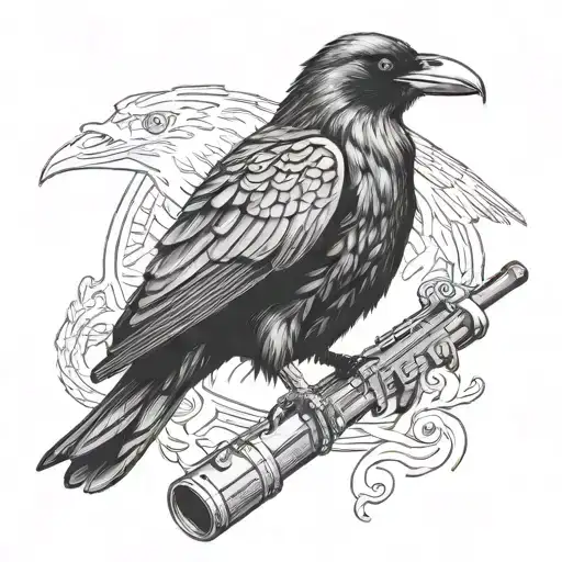 raven bird in special forces soldier holding AK47 tattoo design idea