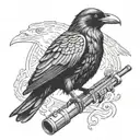 raven bird in special forces soldier holding AK47 tattoo design idea