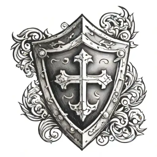 Shield with cross tattoo tattoo design idea