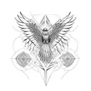 hawk wing spread tattoo design idea