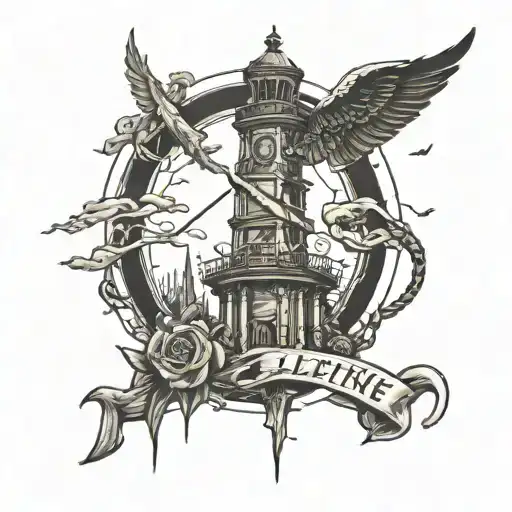 lifeline with monument like structure tattoo design idea