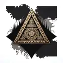 Aztec calendar and pyramid  tattoo design idea