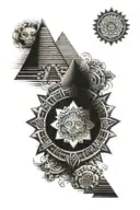 Aztec calendar and pyramid  tattoo design idea