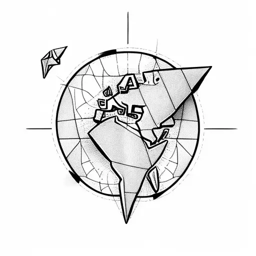 A paper plane folded from a map, with the destination marked on it tattoo design idea