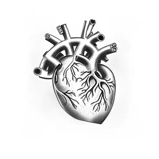 Anatomical Heart with mechanical thing tattoo design idea