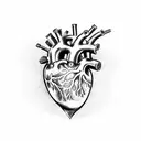Anatomical Heart with mechanical thing tattoo design idea